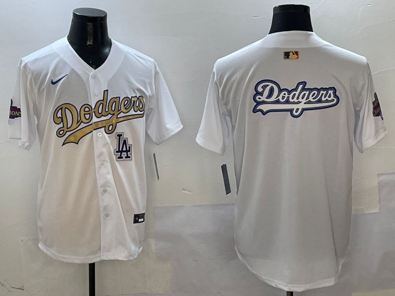 Men Los Angeles Dodgers Blank White Champion gold character 2025 Nike MLB Jersey style 17->los angeles dodgers->MLB Jersey